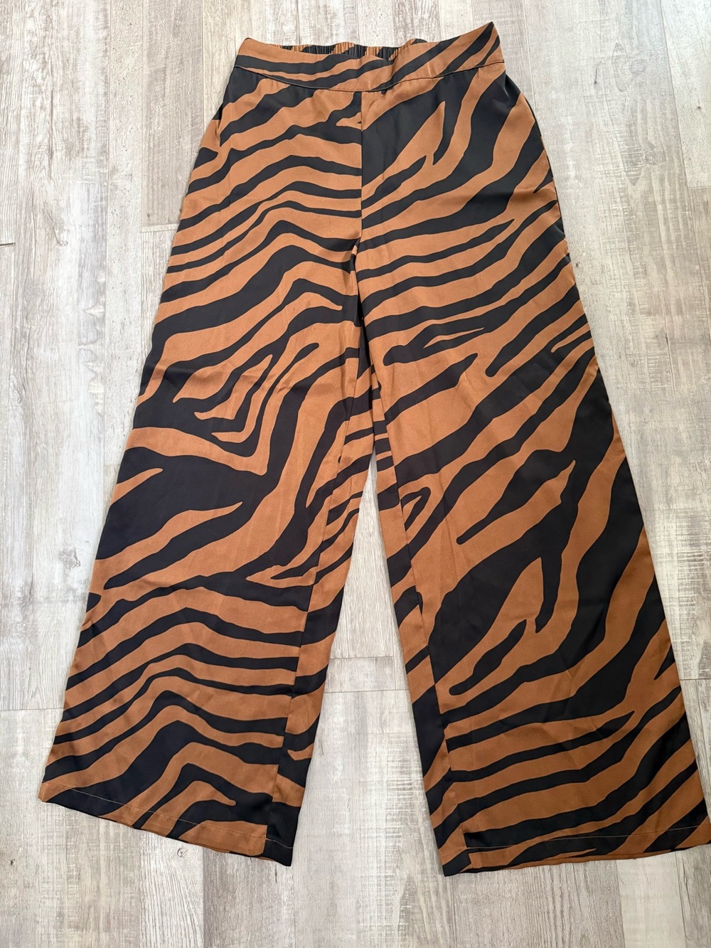Brown and Black Zebra Print satin pants